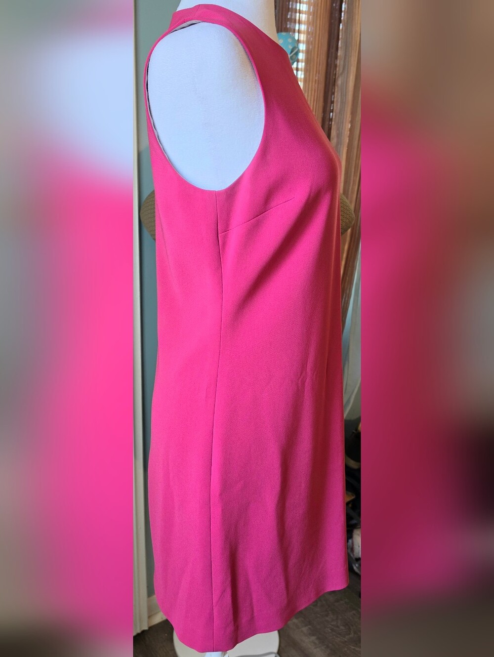 Theory Admiral Crepe Mini Shift Dress Women's 2 Geranium Pink Sleeveless Classic - Picture 5 of 11
